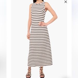 New! Vince Camuto Sleeveless Black and White Knit Slip Maxi Dress